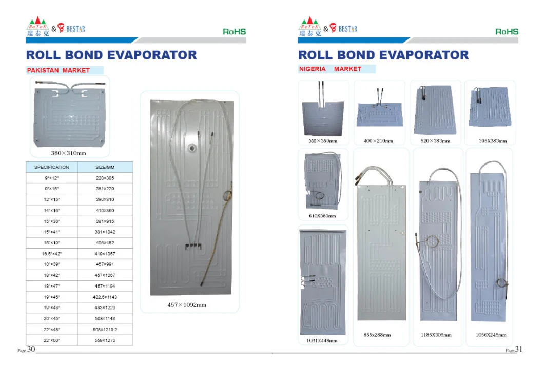 Black Roll Bond Evaporator for Heating Refrigeration Air Conditioner Ventilation