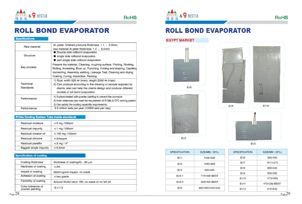 Black Roll Bond Evaporator for Heating Refrigeration Air Conditioner Ventilation